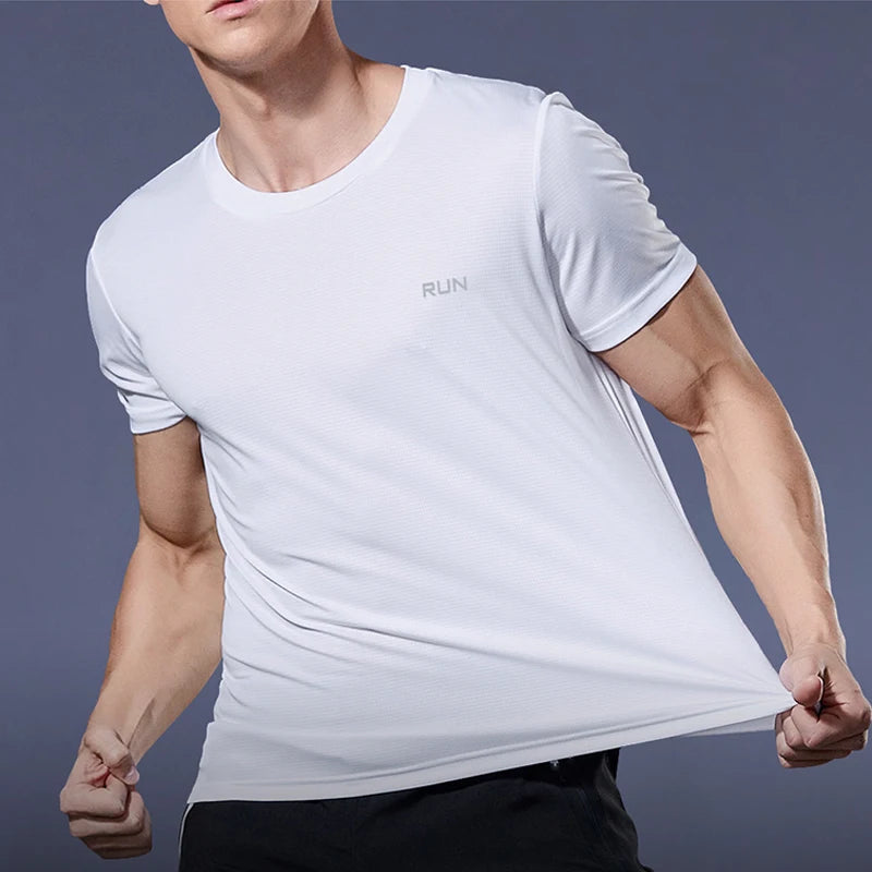 Mens Quick Dry Gym T-Shirt - Oversized Running Bodybuilding Fitness Top - ZOOMNSTORE