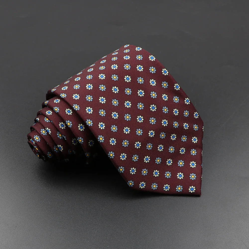 Mens Silk Tie - 75cm Soft Novelty Necktie in Blue Green Orange Floral Pattern - ZOOMNSTORE