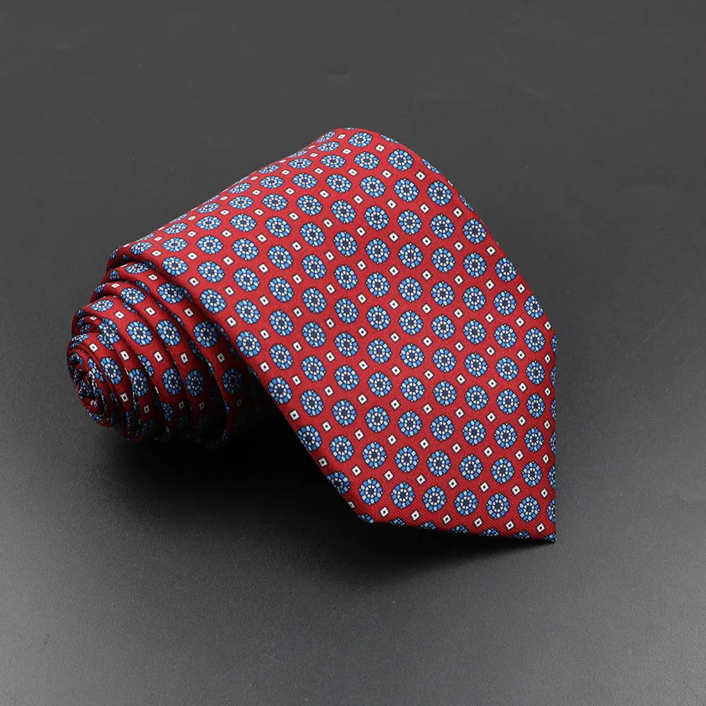 Mens Silk Tie - 75cm Soft Novelty Necktie in Blue Green Orange Floral Pattern - ZOOMNSTORE