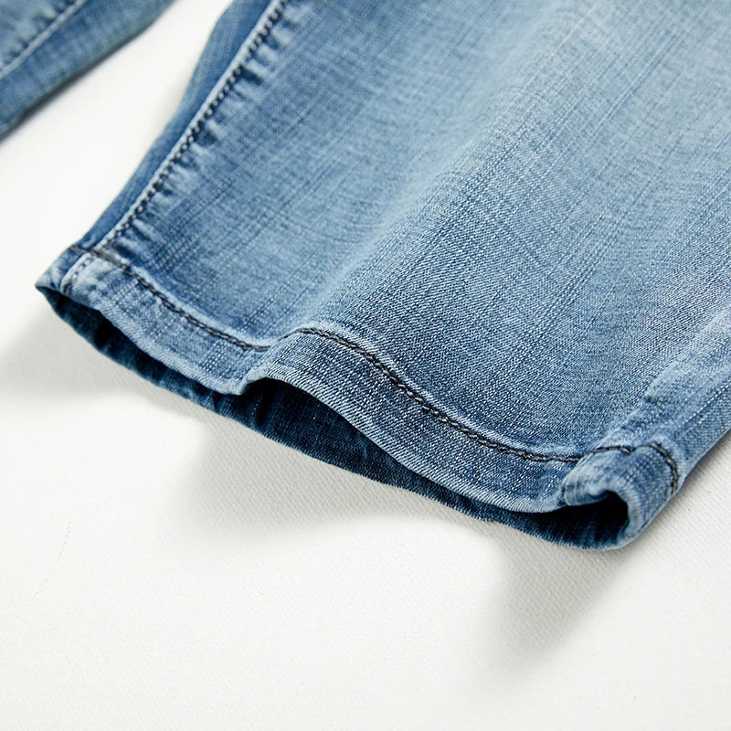 Mens Slim Denim Shorts - Classic Black Blue Fashion Casual Jeans - ZOOMNSTORE