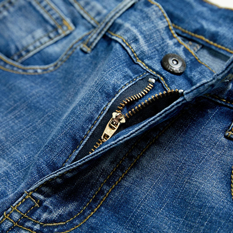 Mens Slim Denim Shorts - Classic Black Blue Fashion Casual Jeans - ZOOMNSTORE