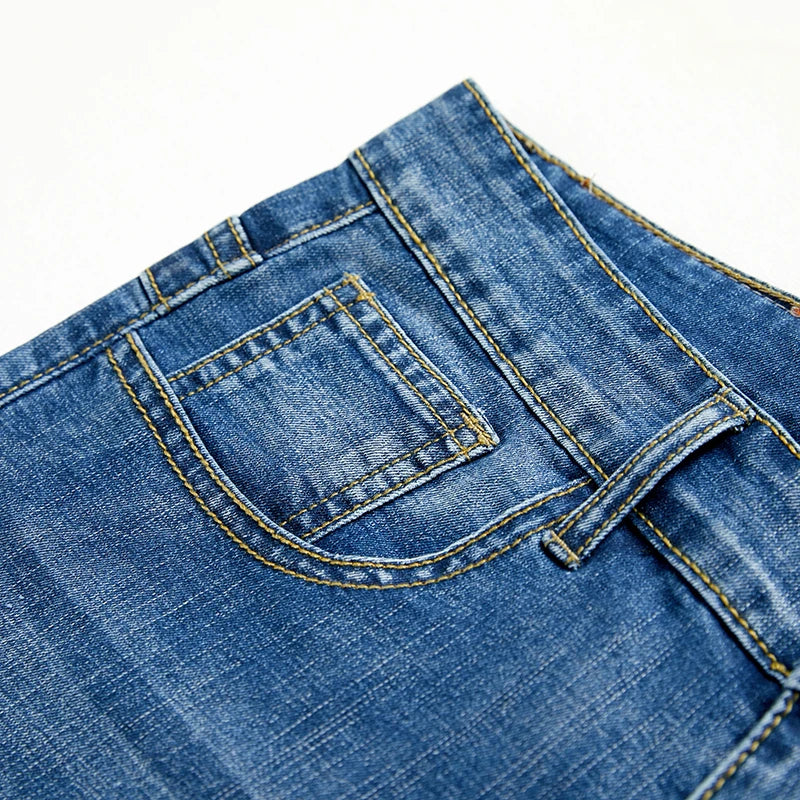 Mens Slim Denim Shorts - Classic Black Blue Fashion Casual Jeans - ZOOMNSTORE