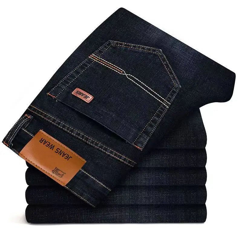 Mens Slim Fit Denim Pants - Comfortable Casual Straight Leg Trousers - ZOOMNSTORE