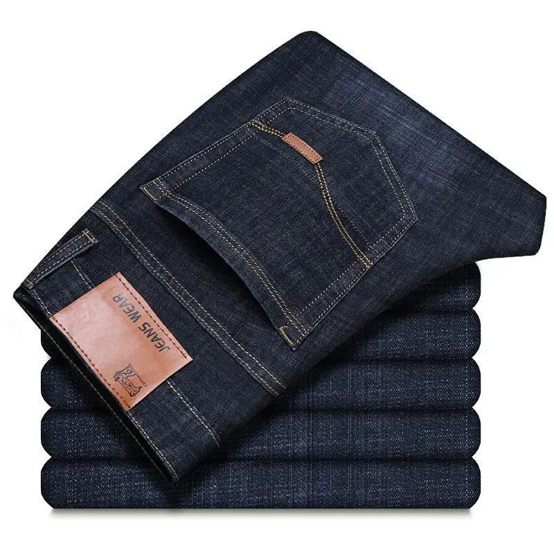 Mens Slim Fit Denim Pants - Comfortable Casual Straight Leg Trousers - ZOOMNSTORE