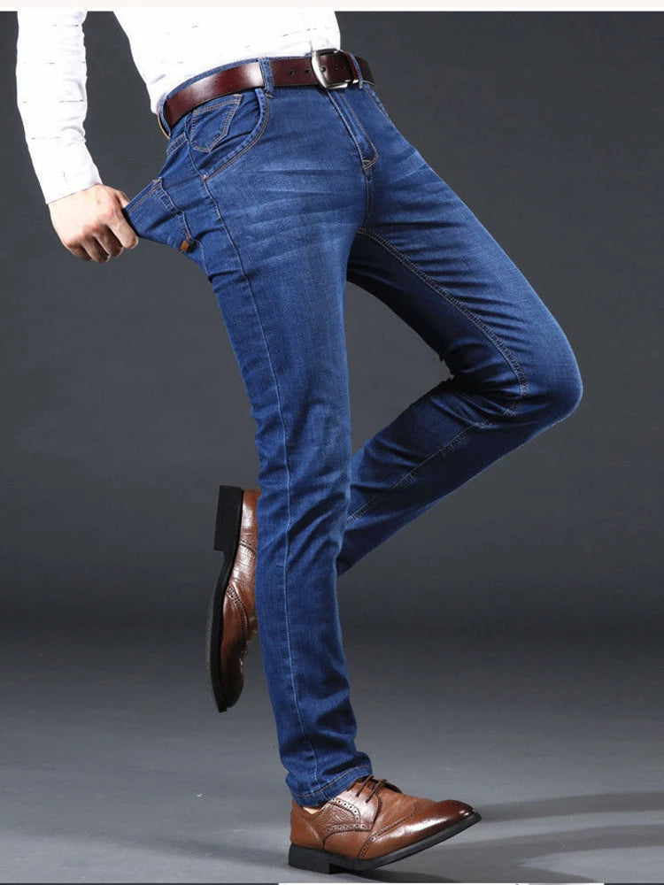 Mens Slim Fit Stretch Pants - Comfortable Casual Denim Trousers - ZOOMNSTORE