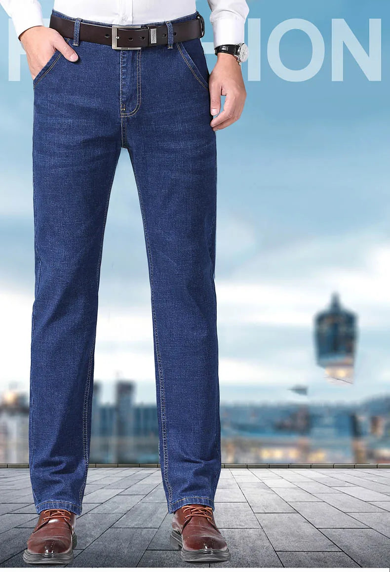 Mens Slim Fit Stretch Pants - Comfortable Casual Denim Trousers - ZOOMNSTORE