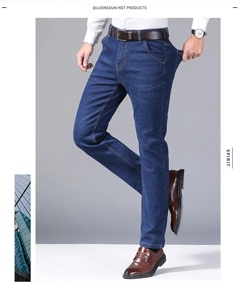 Mens Slim Fit Stretch Pants - Comfortable Casual Denim Trousers - ZOOMNSTORE
