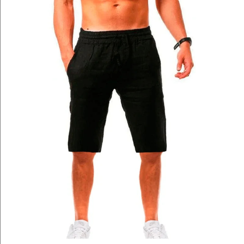 Mens Summer Cotton Linen Shorts - Breathable Solid Color Trousers S-3XL - ZOOMNSTORE