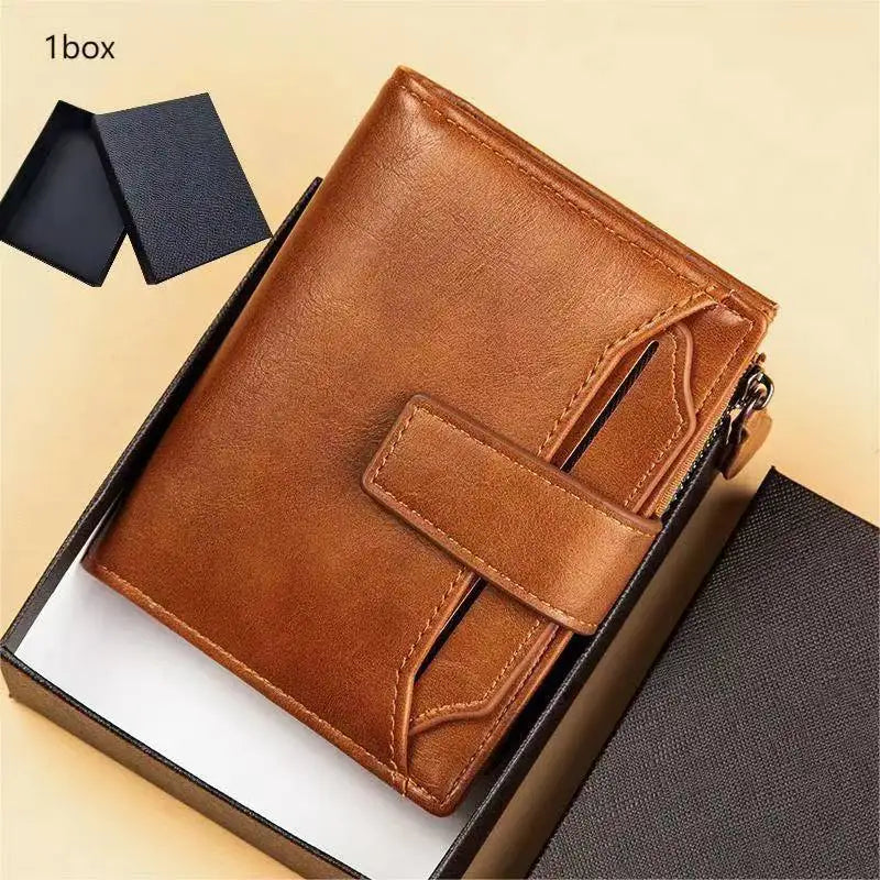 Mens Vintage Leather Wallet - Multi-Card PU Leather Gift Box - ZOOMNSTORE