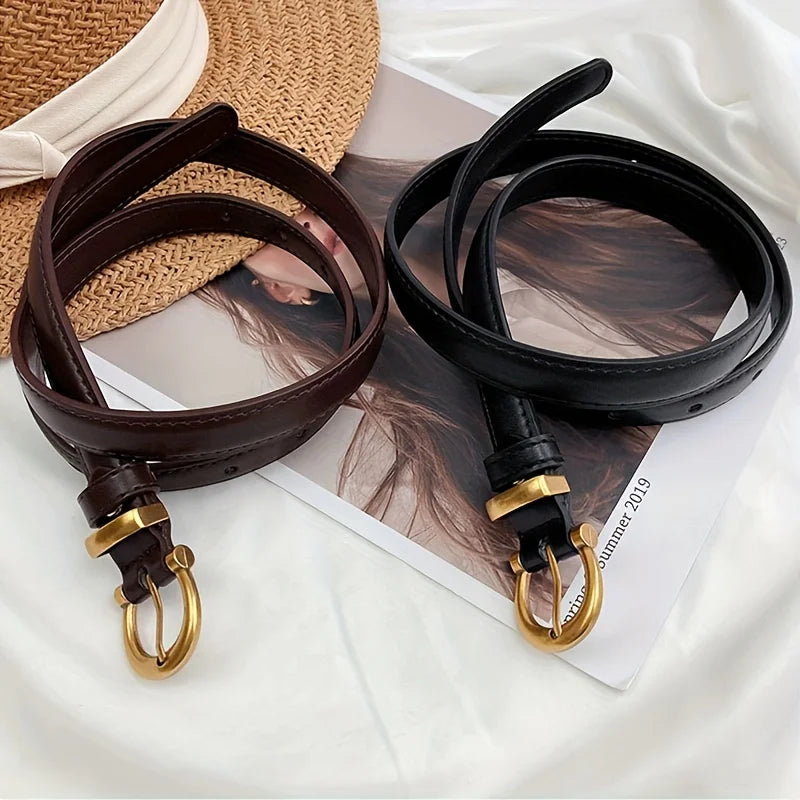 Mens Vintage PU Leather Belt - Classic Oval Buckle for Casual Wear and Gifting - ZOOMNSTORE