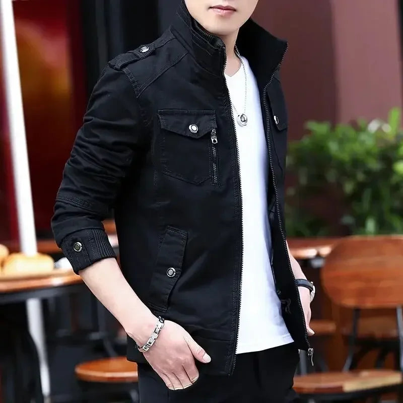Mens Windproof Cargo Bomber Jacket - Stylish Warm Baseball Coat - ZOOMNSTORE