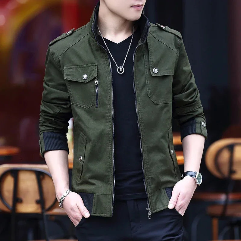 Mens Windproof Cargo Bomber Jacket - Stylish Warm Baseball Coat - ZOOMNSTORE