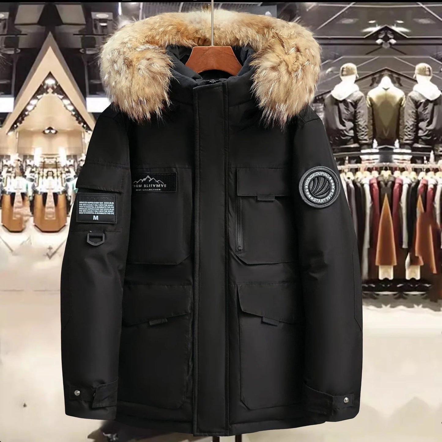 Mens Winter Down Coat - Waterproof Hooded Duck Down Coat With Fur Collar | Slim Fit Casual Warm Jacket - ZOOMNSTORE