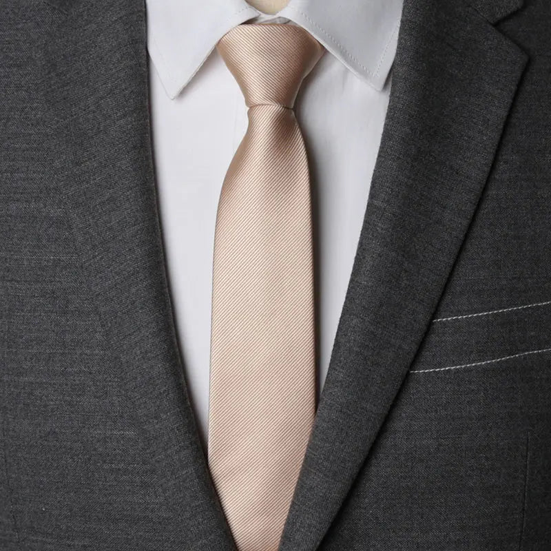 Mens Zipper Necktie - Solid 6cm Business Tie with Handkerchief and Bowtie Accessories - ZOOMNSTORE
