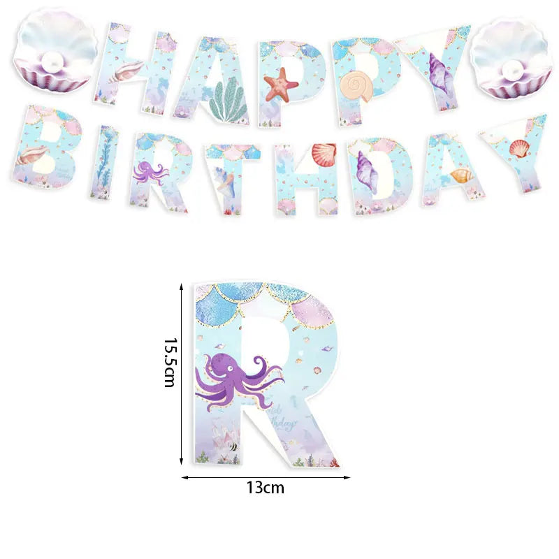 Mermaid Party Supplies Set - Disposable Plates Cups Napkins for Girls Birthday Baby Shower - ZOOMNSTORE