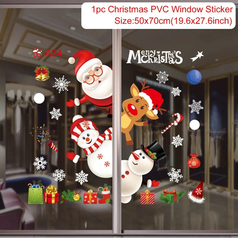 Merry Christmas Window Sticker - Holiday Home Decorations 2024-2025 - ZOOMNSTORE