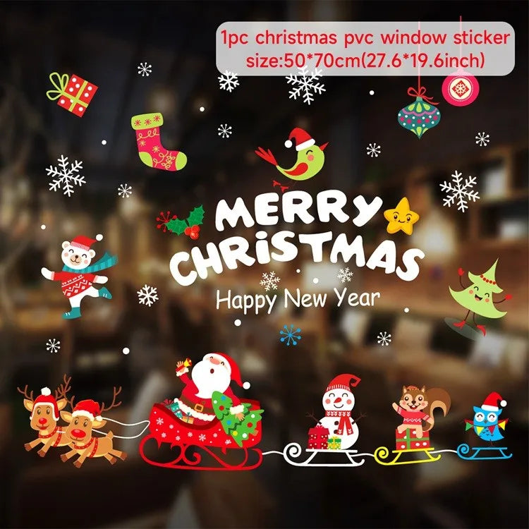 Merry Christmas Window Sticker - Holiday Home Decorations 2024-2025 - ZOOMNSTORE