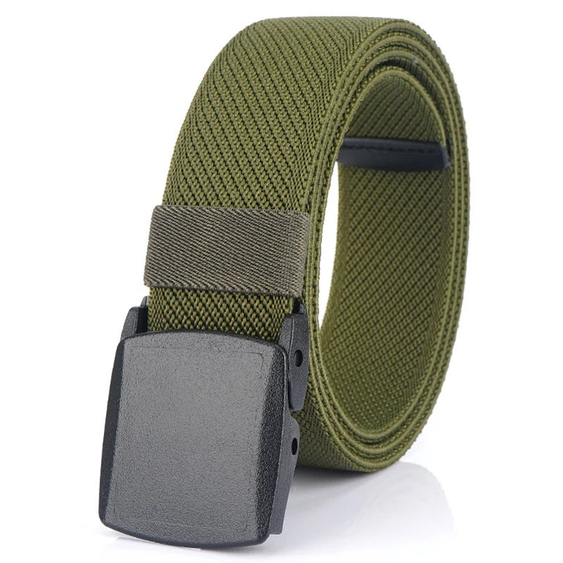 Metal Free Elastic Belt - Strong Stretch Nylon Quick Release Buckle | Unisex Tactical Outdoor - ZOOMNSTORE