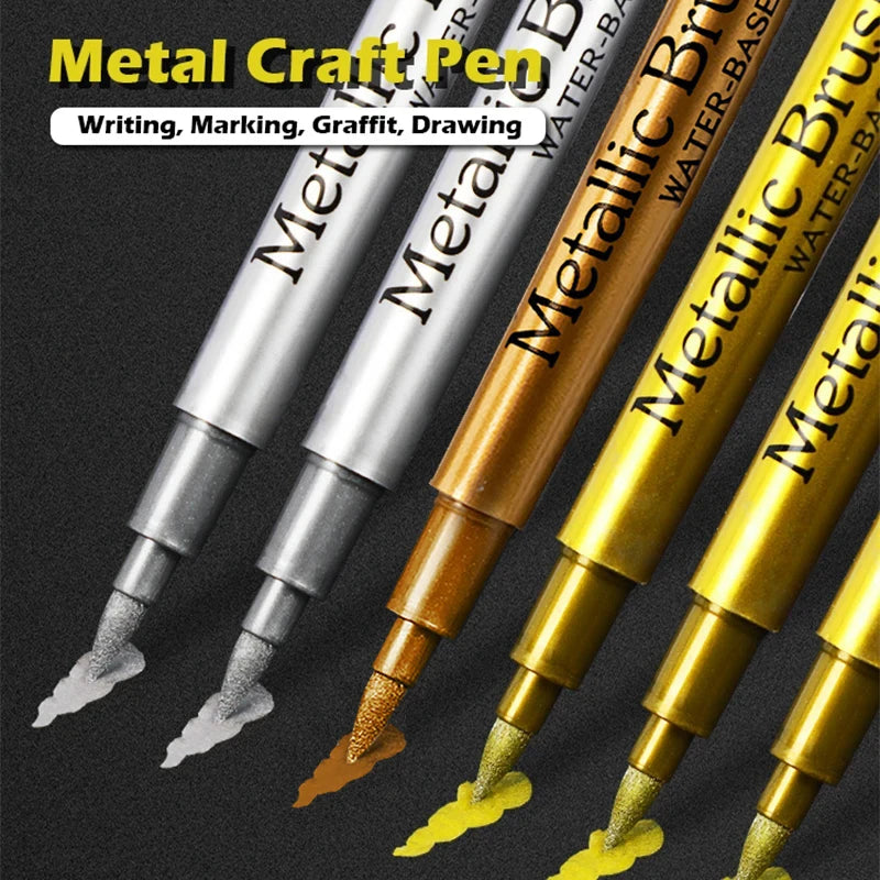 Metallic Marker Pens Set - Gold Silver Permanent Art Markers for Manga Crafts Scrapbooking - ZOOMNSTORE
