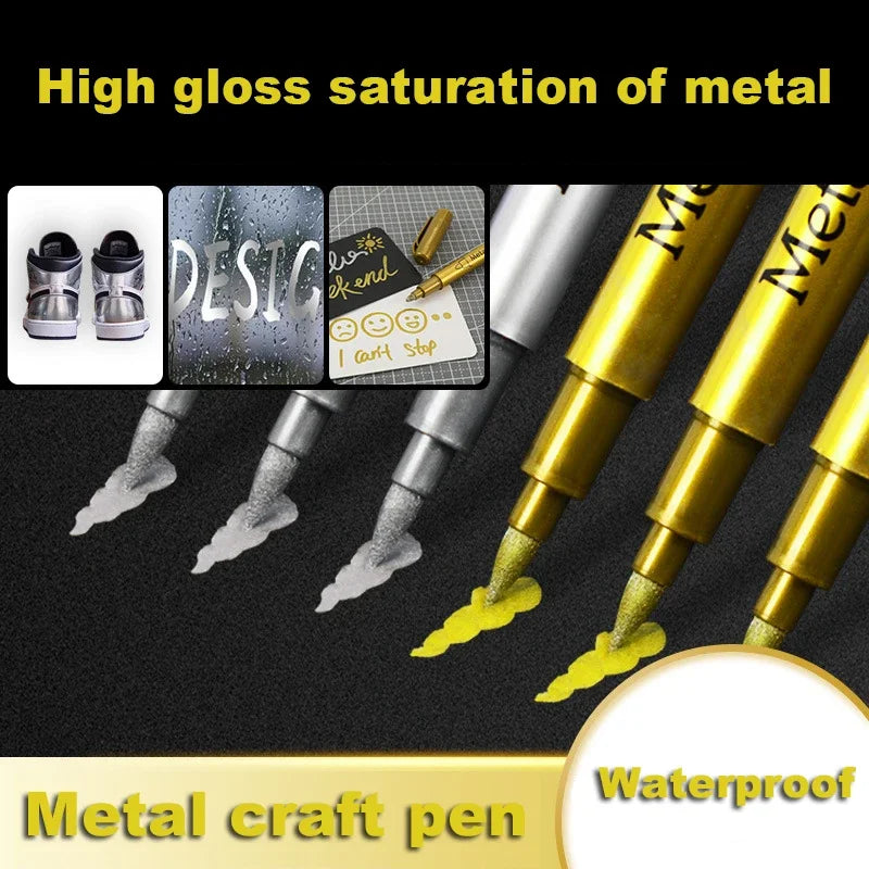 Metallic Marker Pens Set - Gold Silver Permanent Art Markers for Manga Crafts Scrapbooking - ZOOMNSTORE