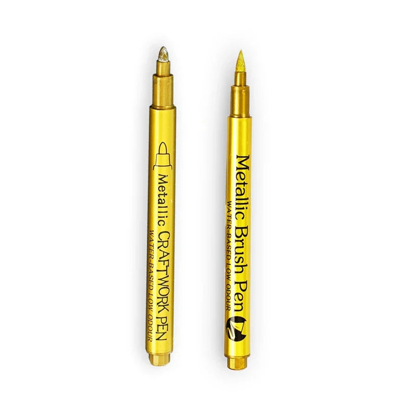 Metallic Marker Pens Set - Gold Silver Permanent Art Markers for Manga Crafts Scrapbooking - ZOOMNSTORE
