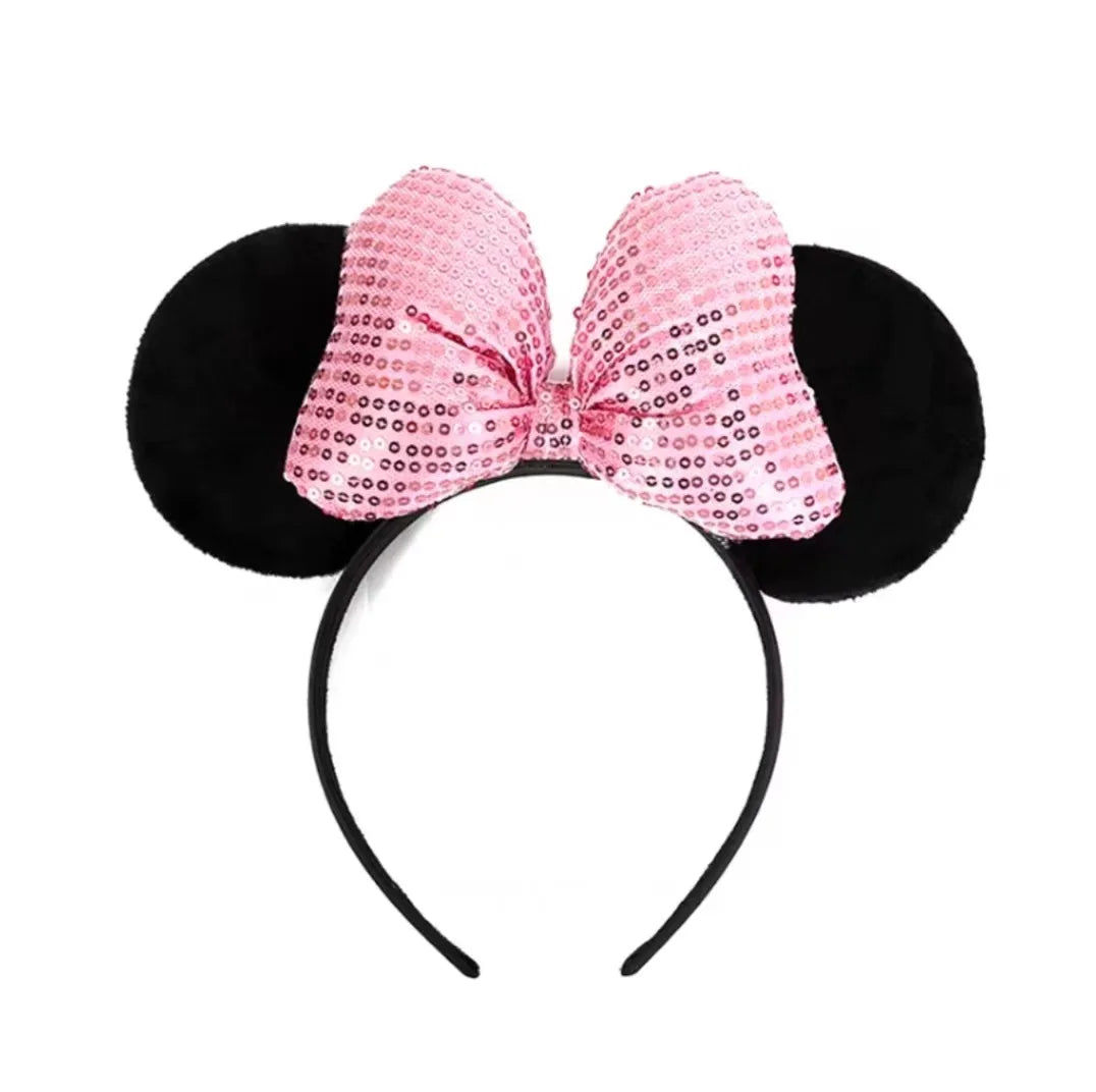 Disney Mickey Mouse Ear Headband Amusement Park Hair Hoop Fish Scale Sequin Mesh Party Headwear Girl Toy Birthday - ZOOMNSTORE