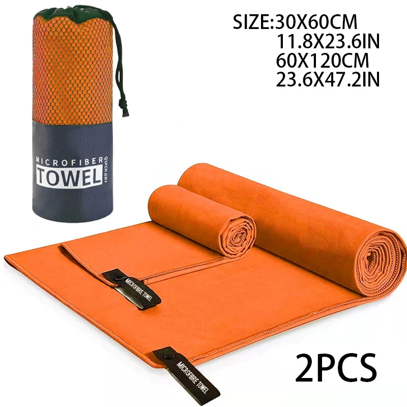 2-pcs Microfibre set sports towel fitness swimming towel body bath towel canbeused for yoga running camping beach WashclothTowel - ZOOMNSTORE