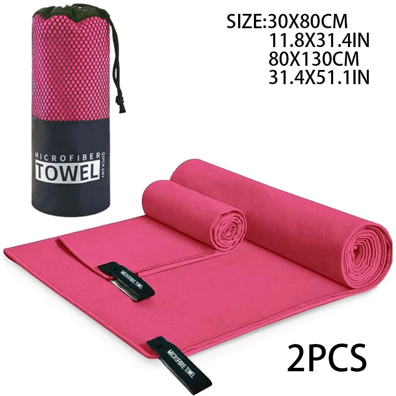 2-pcs Microfibre set sports towel fitness swimming towel body bath towel canbeused for yoga running camping beach WashclothTowel - ZOOMNSTORE
