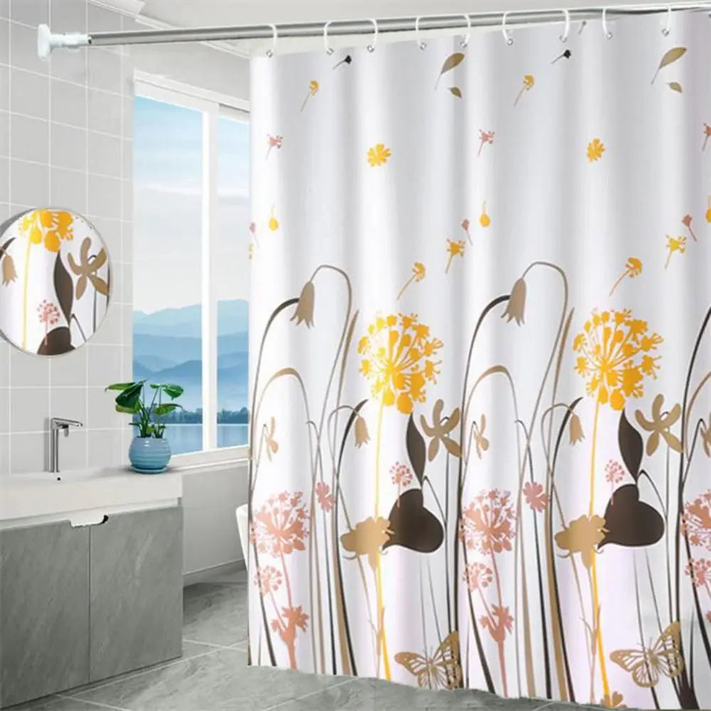 Mildew-Proof PEVA Shower Curtain - Thickened Printed Bathroom Curtain with 12 Hooks 180x150cm - ZOOMNSTORE