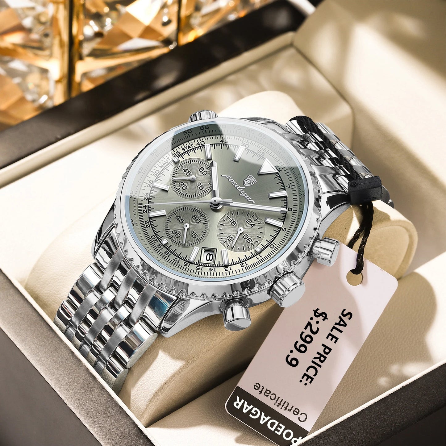 Luxury Military Mens Waterproof Chronograph Watch - Stainless Steel Quartz Timepiece - ZOOMNSTORE