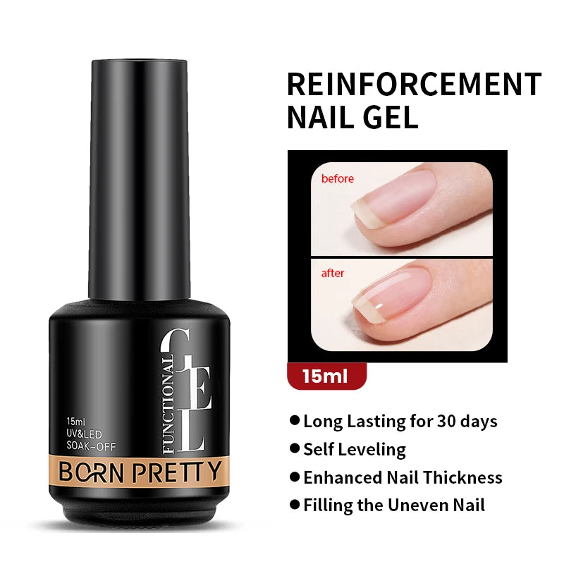 Milky Pink Rubber Base Gel Nail Polish - Glitter Semi-Permanent UV LED Varnish 15ml - ZOOMNSTORE