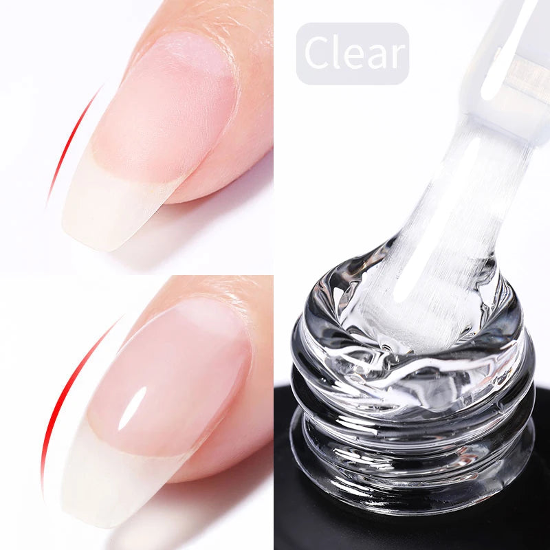 Milky Pink Rubber Base Gel Nail Polish - Glitter Semi-Permanent UV LED Varnish 15ml - ZOOMNSTORE