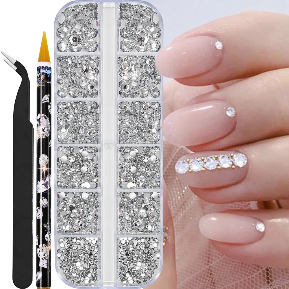 Mini Caviar Beads Nail Art Set - GoldSilver Micro Ball Charms with Magnetic Pen - ZOOMNSTORE