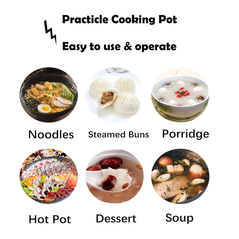 Mini Electric Hot Pot - Multifunction Cooker for 1-2 People Ramen Rice 220V - ZOOMNSTORE
