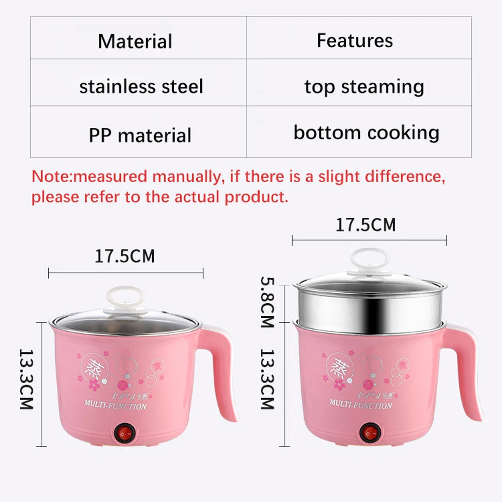 Mini Electric Hot Pot - Multifunction Cooker for 1-2 People Ramen Rice 220V - ZOOMNSTORE