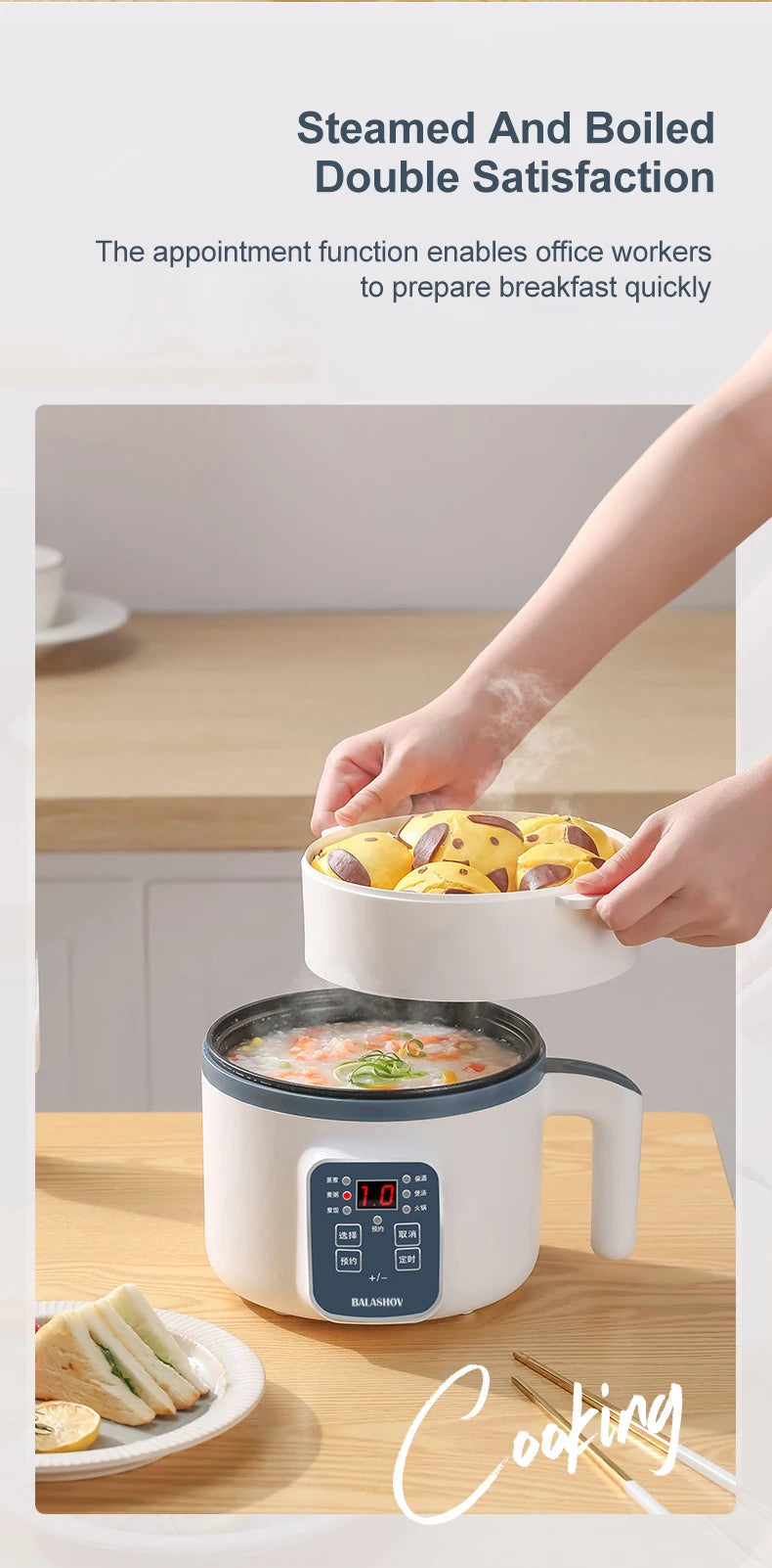 Mini Electric Rice Cooker - Intelligent Multi-Cooker for 1-2 People - ZOOMNSTORE