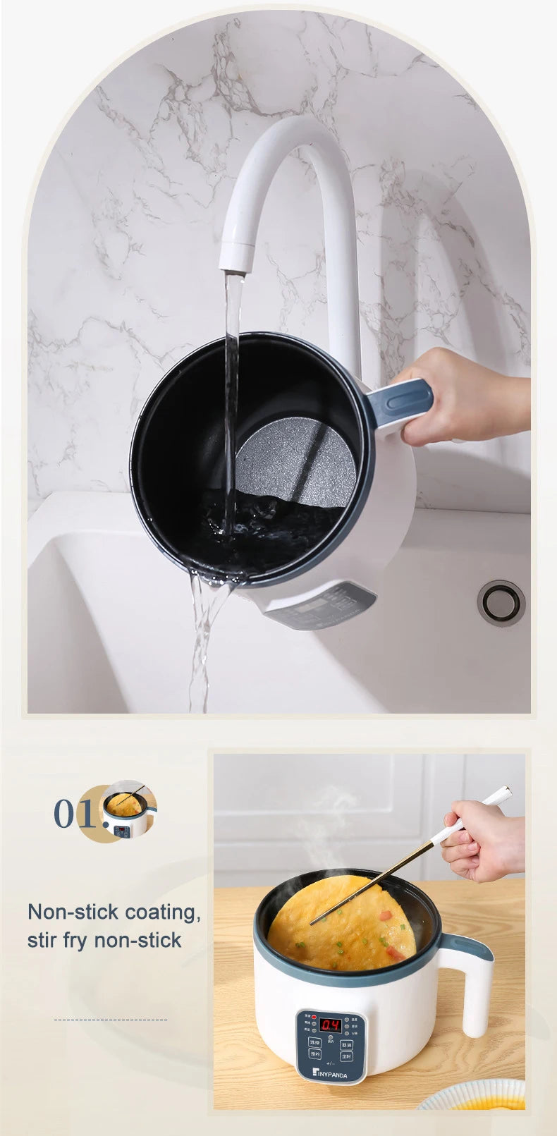 Mini Electric Rice Cooker - Intelligent Multi-Cooker for 1-2 People - ZOOMNSTORE