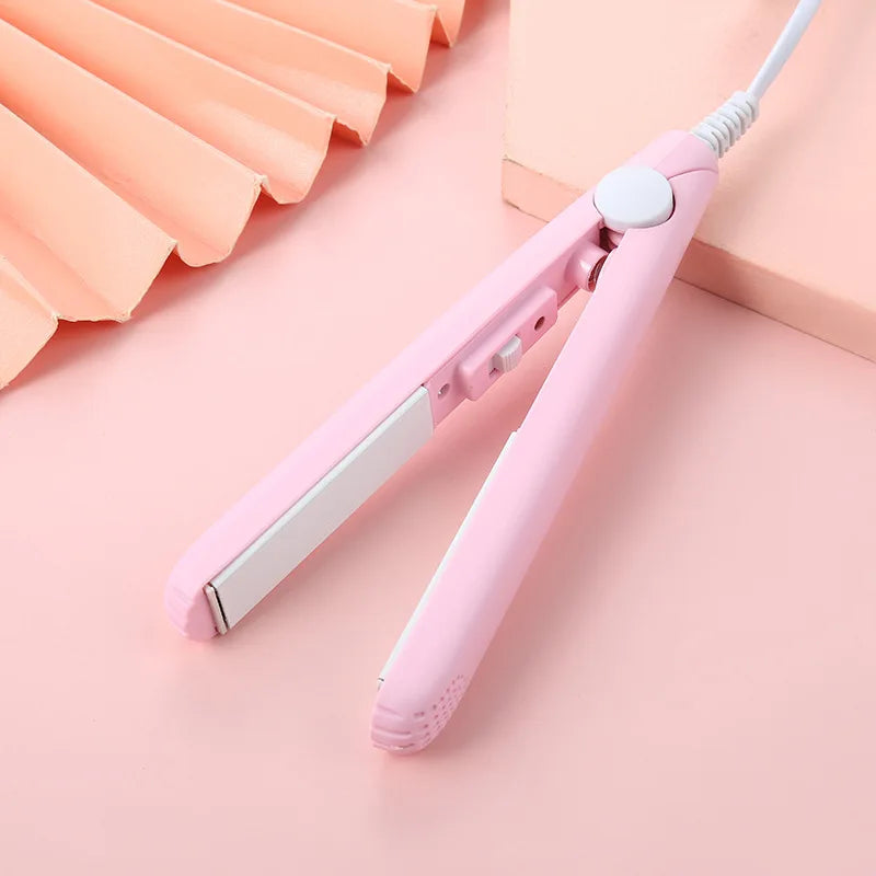 Mini Hair Straightener – 2 in 1 Ceramic Flat Iron & Portable Hair Curler - ZOOMNSTORE