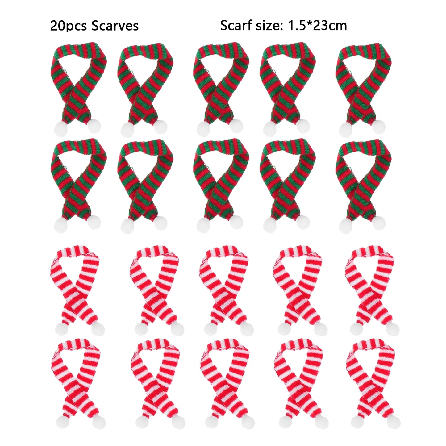 Mini Santa Hat Scarf Set - 2024 Christmas Costume for Cats Rabbits Dolls DIY Party Decoration - ZOOMNSTORE