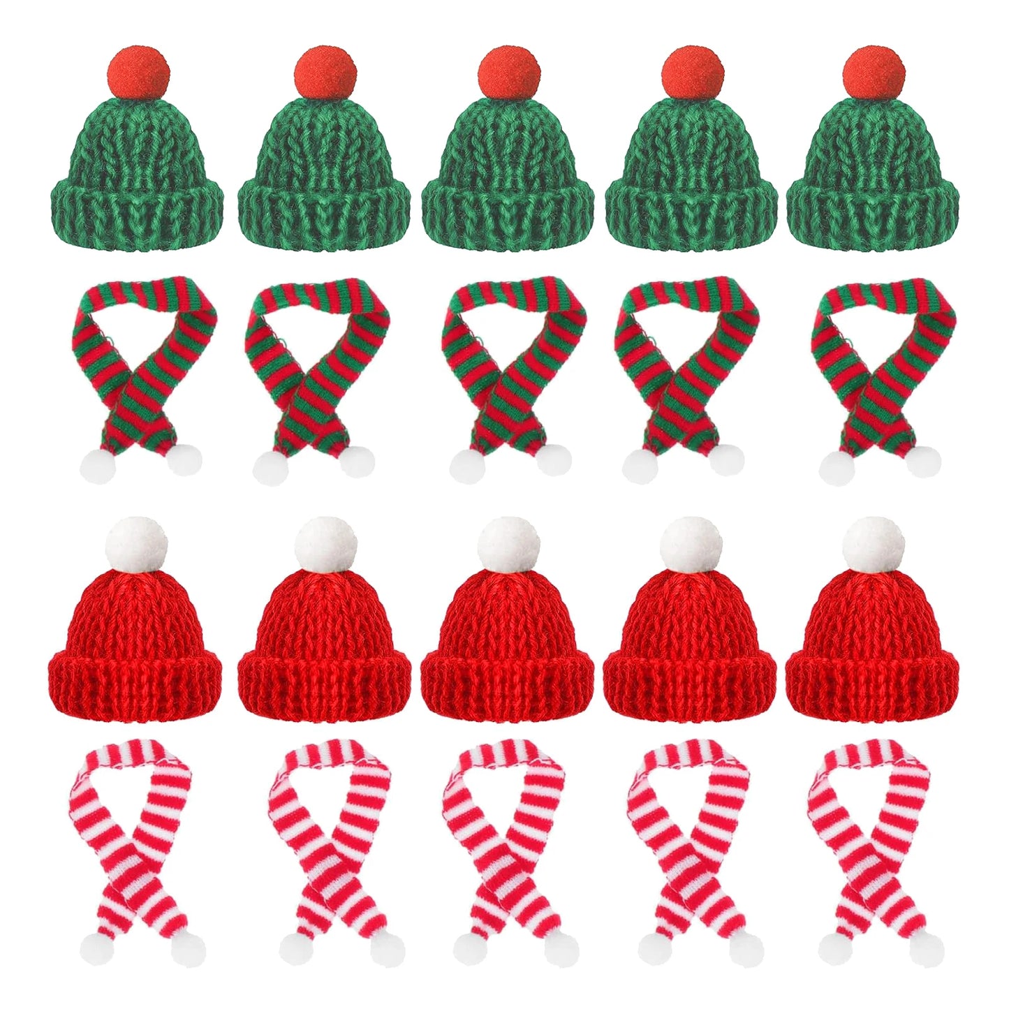 Mini Santa Hat Scarf Set - 2024 Christmas Costume for Cats Rabbits Dolls DIY Party Decoration - ZOOMNSTORE