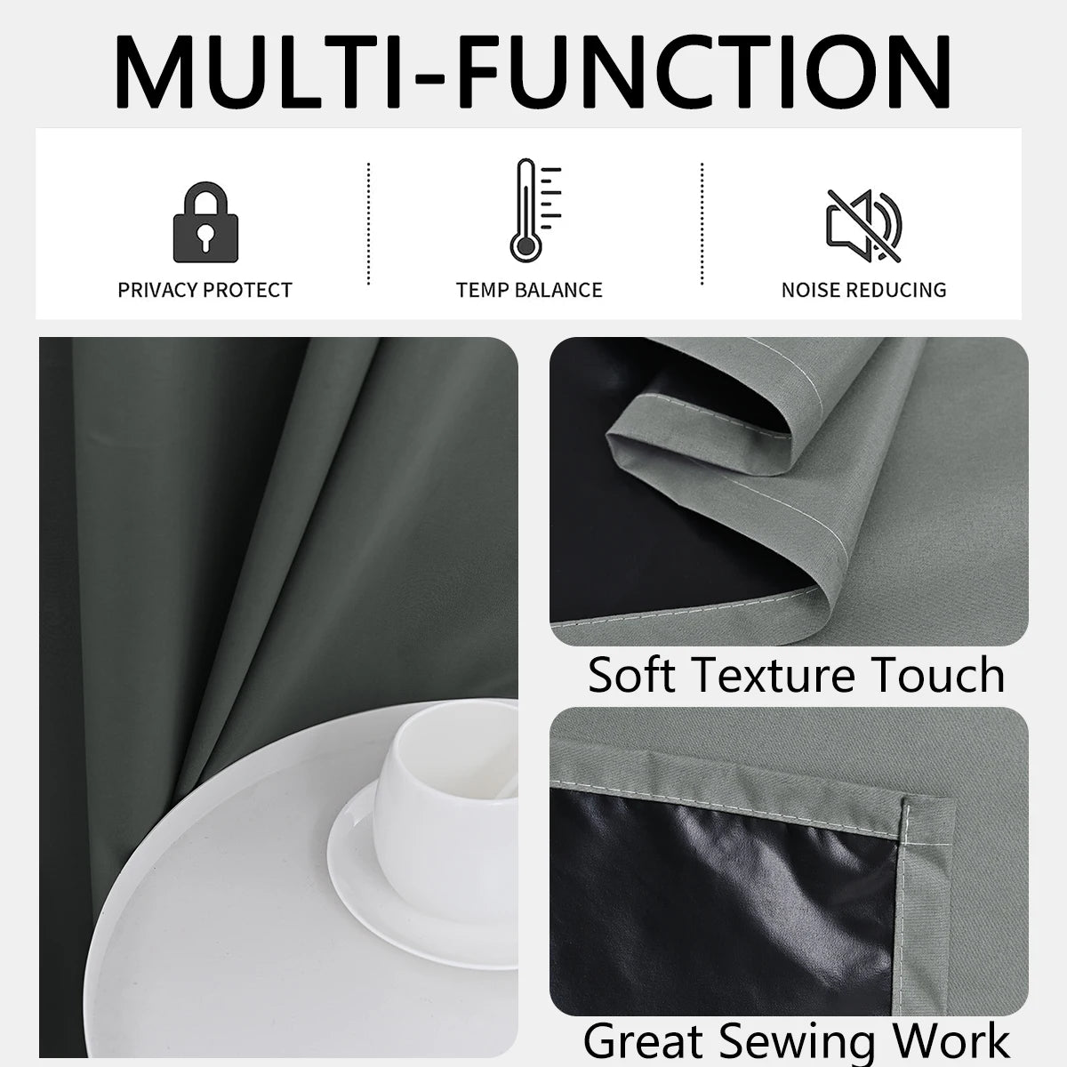 2pcs Modern 100% Blackout Curtain with Coated Lining, Curains for Bedroom, Living Room, Dining Room, Bathroom, Home Decor - ZOOMNSTORE