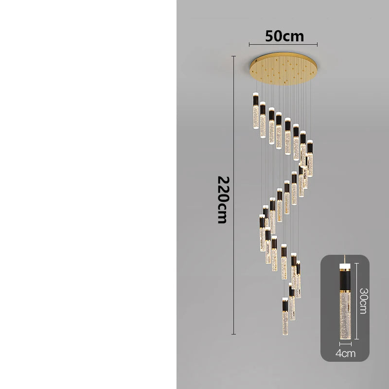 Modern Crystal Chandelier - Elegant Pendant Lamp for Living Room and Staircase - ZOOMNSTORE