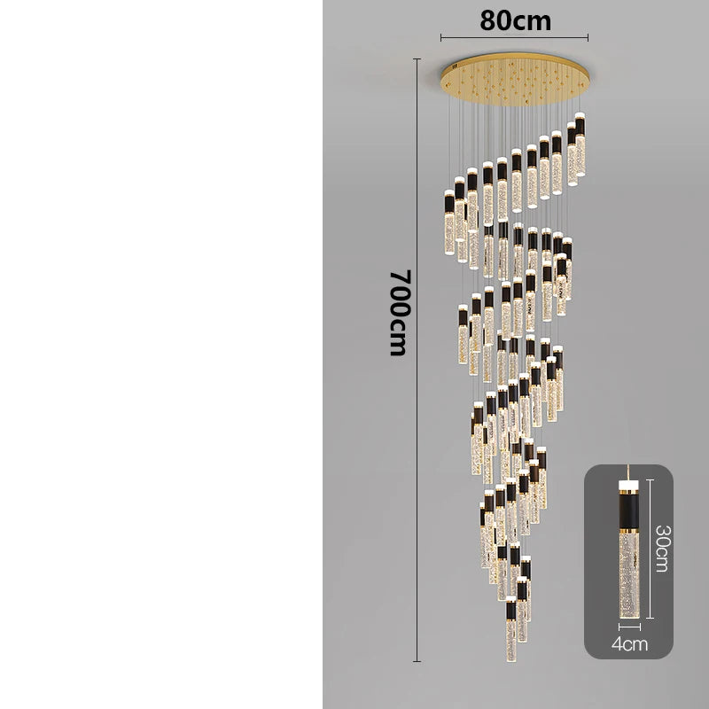Modern Crystal Chandelier - Elegant Pendant Lamp for Living Room and Staircase - ZOOMNSTORE