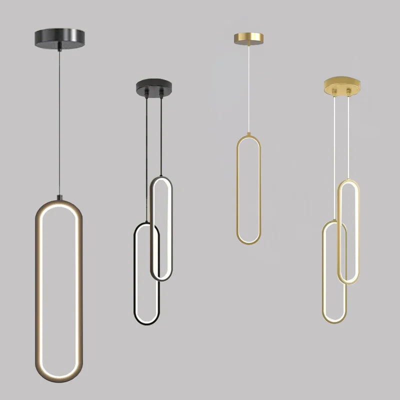 Modern Minimalist LED Pendant Light - Gold Black Chandelier for Bedroom Living Room - ZOOMNSTORE