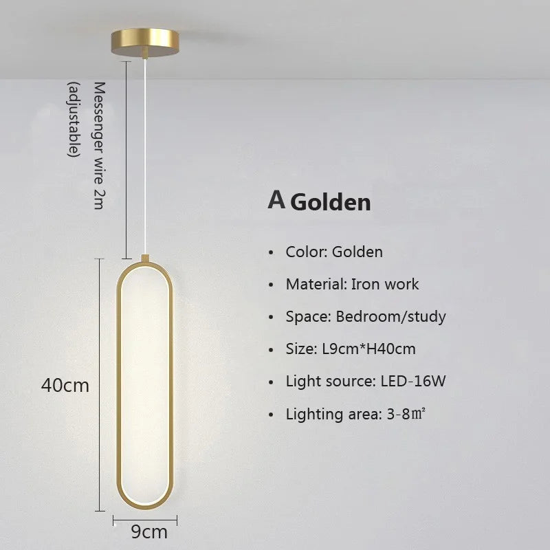 Modern Minimalist LED Pendant Light - Gold Black Chandelier for Bedroom Living Room - ZOOMNSTORE