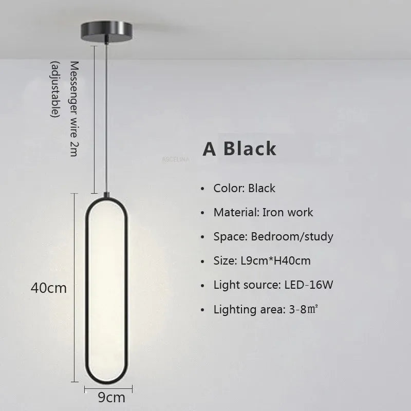 Modern Minimalist LED Pendant Light - Gold Black Chandelier for Bedroom Living Room - ZOOMNSTORE