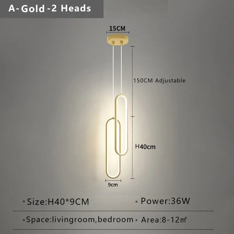 Modern Minimalist LED Pendant Light - Gold Black Chandelier for Bedroom Living Room - ZOOMNSTORE