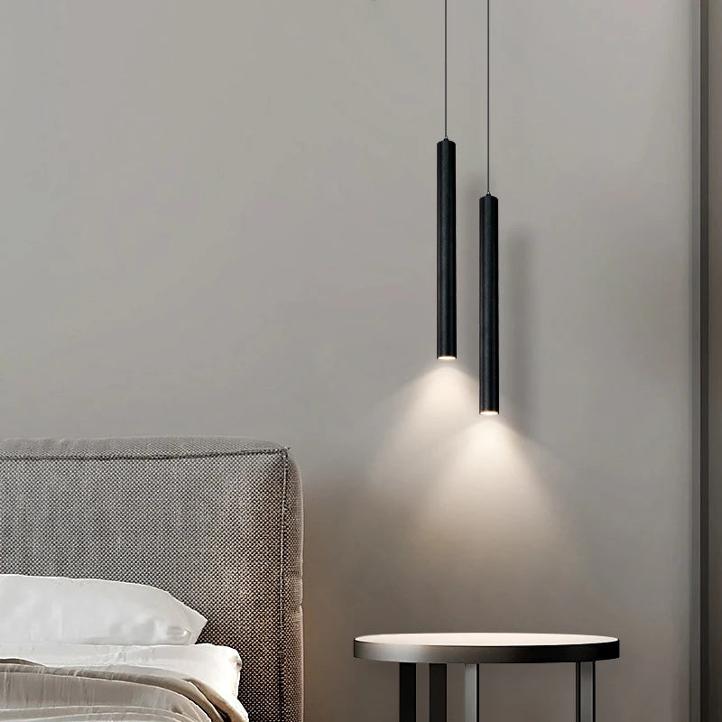 Modern Nordic Double Head LED Pendant Lamp - 2m Hanging Cylinder Chandelier for Dining Room - ZOOMNSTORE