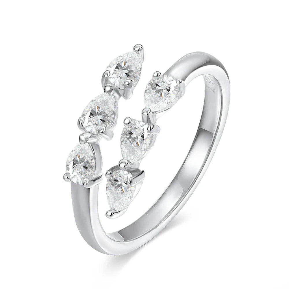 Smyoue Test Passed 3*4MM Moissanite Rings for Women Lab Diamond Wedding Band 925 Sterling Silver Female Crown Single Tail Ring - ZOOMNSTORE