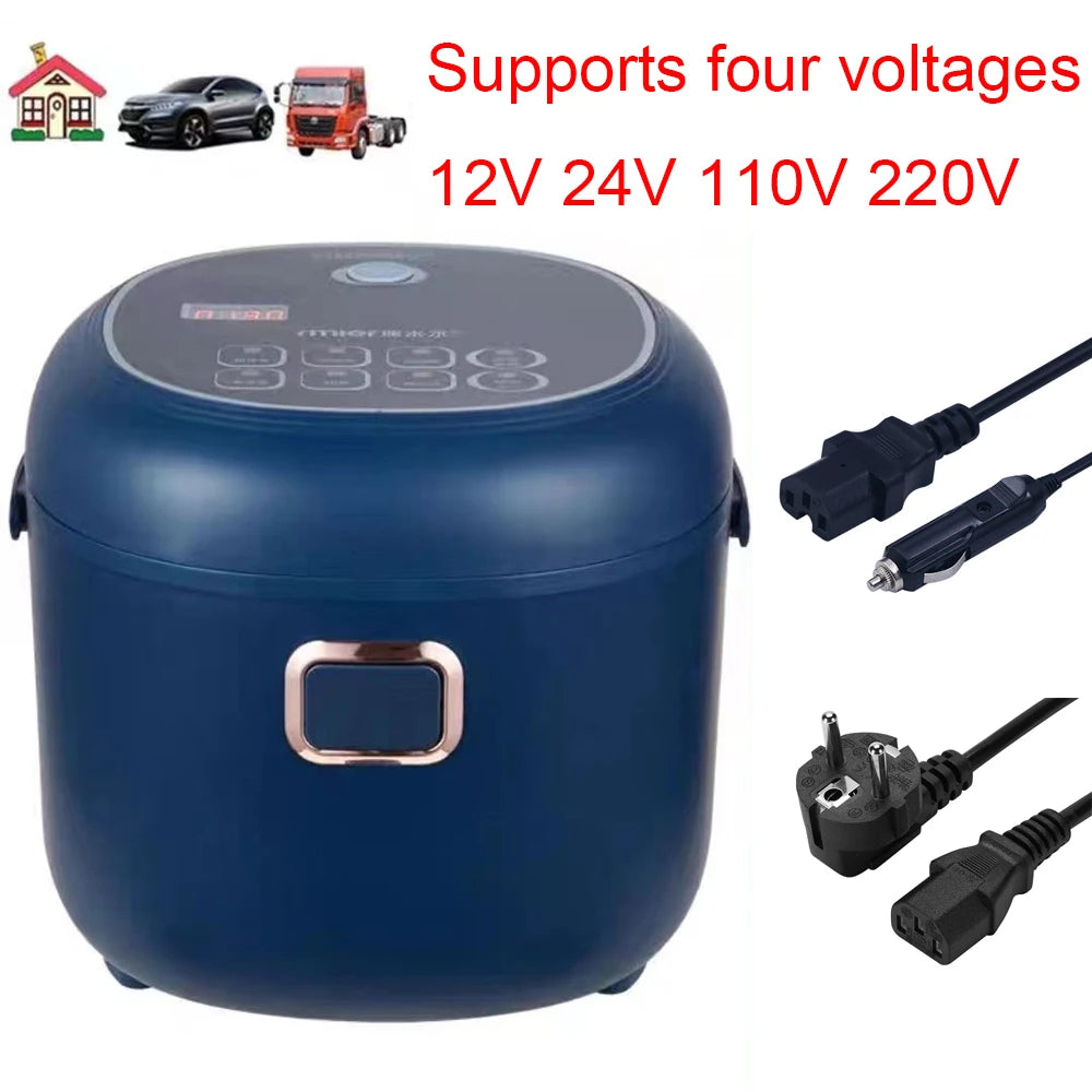 Multi-Voltage Rice Cooker - 2L Car Home Use for Travel 12V 24V 110V 220V - ZOOMNSTORE
